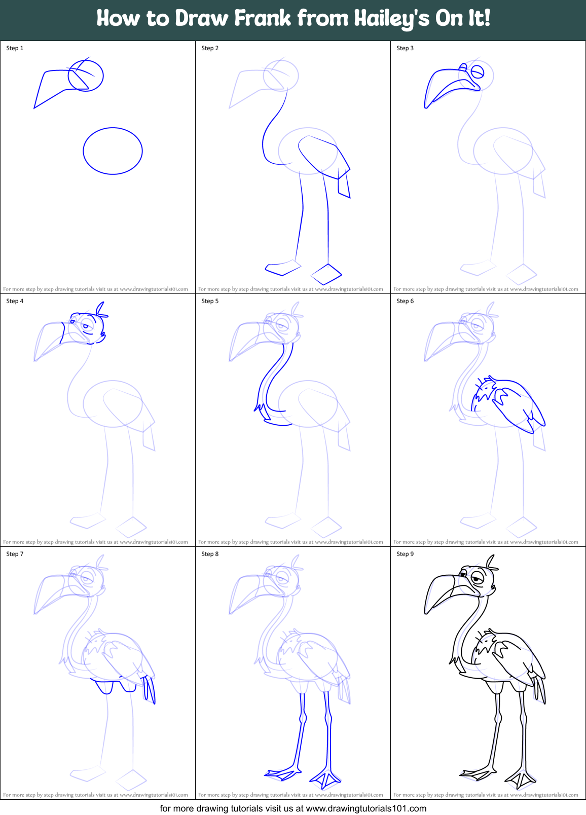 How to Draw Frank from Hailey's On It! Printable Step by Step