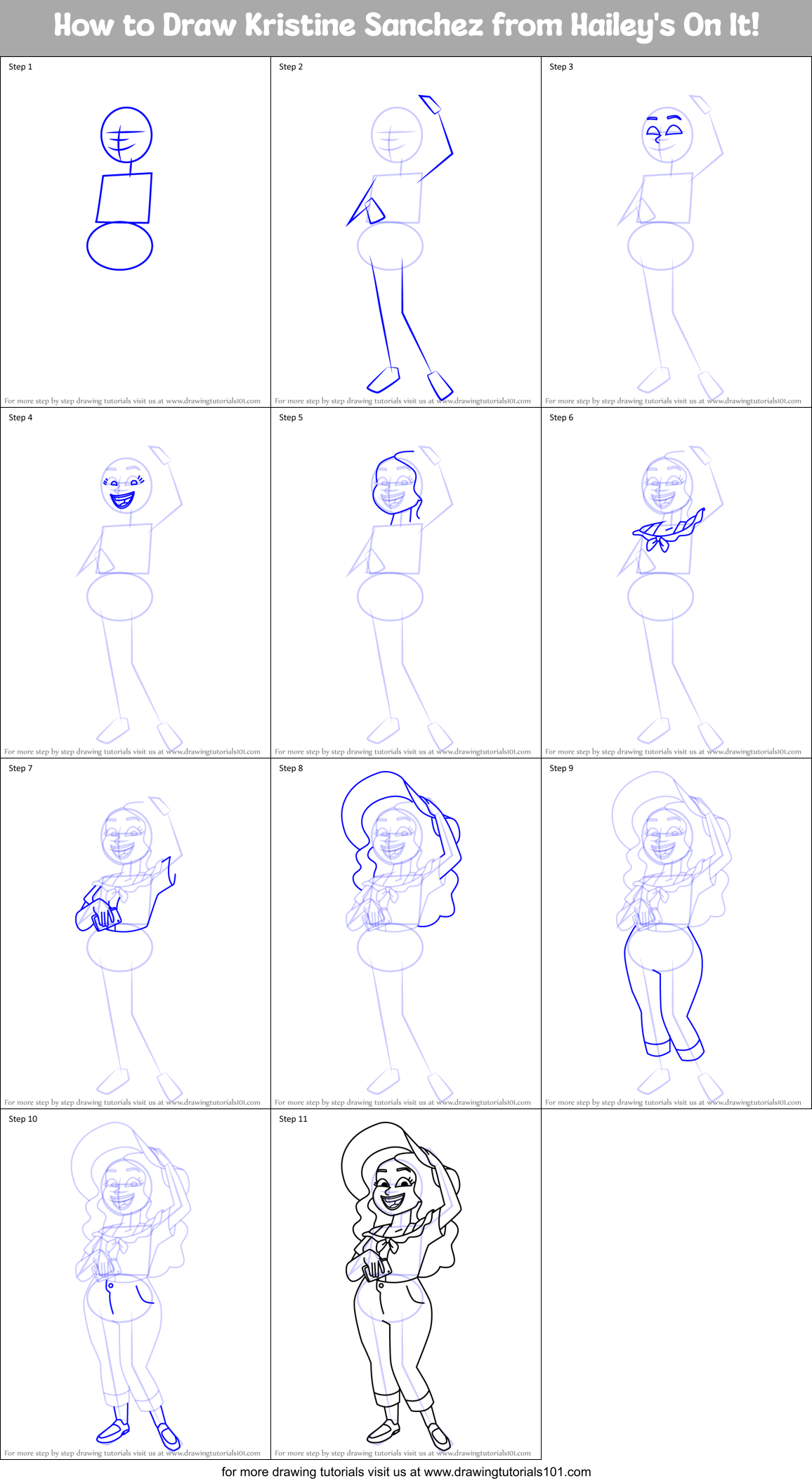 How to Draw Kristine Sanchez from Hailey's On It! Printable Step by Step