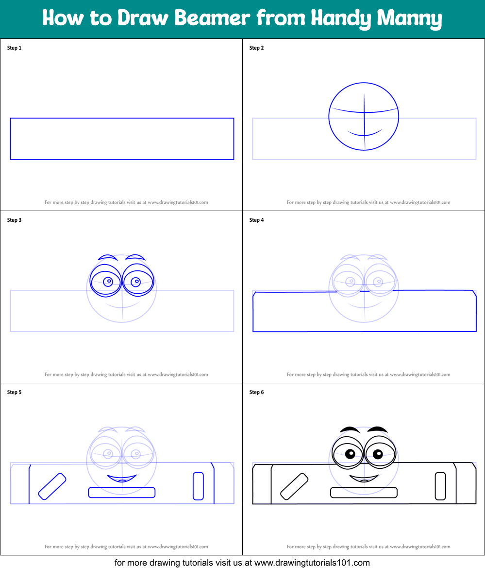 How to Draw Beamer from Handy Manny Printable Step by Step