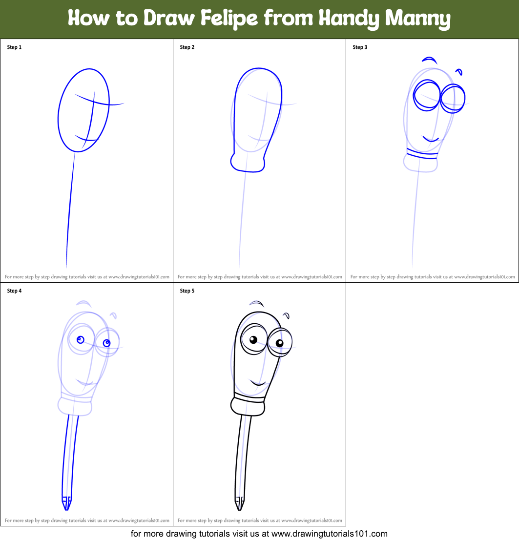 How to Draw Felipe from Handy Manny Printable Step by Step