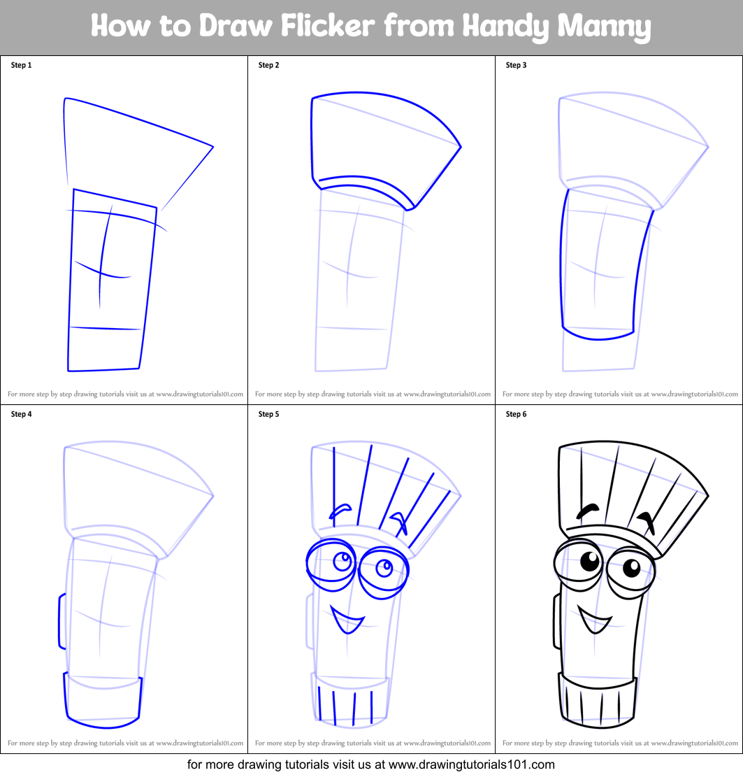 How to Draw Flicker from Handy Manny Printable Step by Step