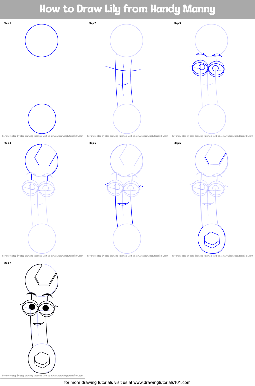 How to Draw Lily from Handy Manny Printable Step by Step