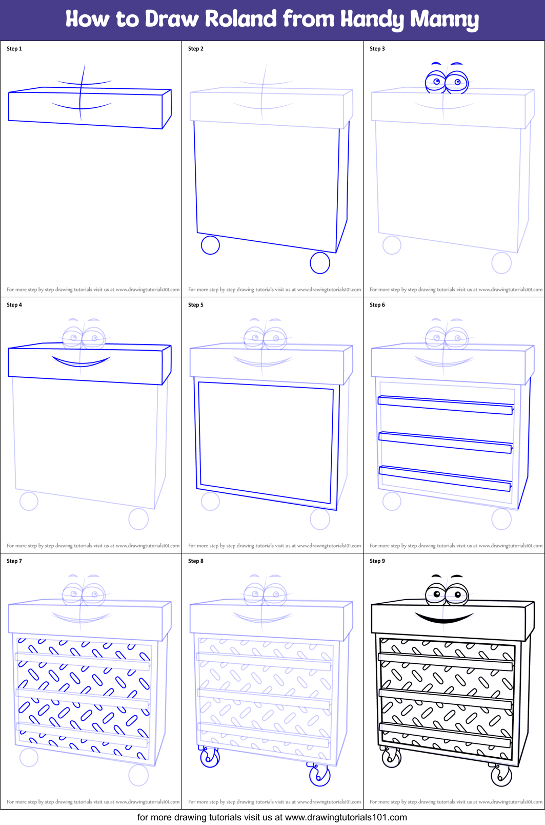 How to Draw Roland from Handy Manny Printable Step by Step