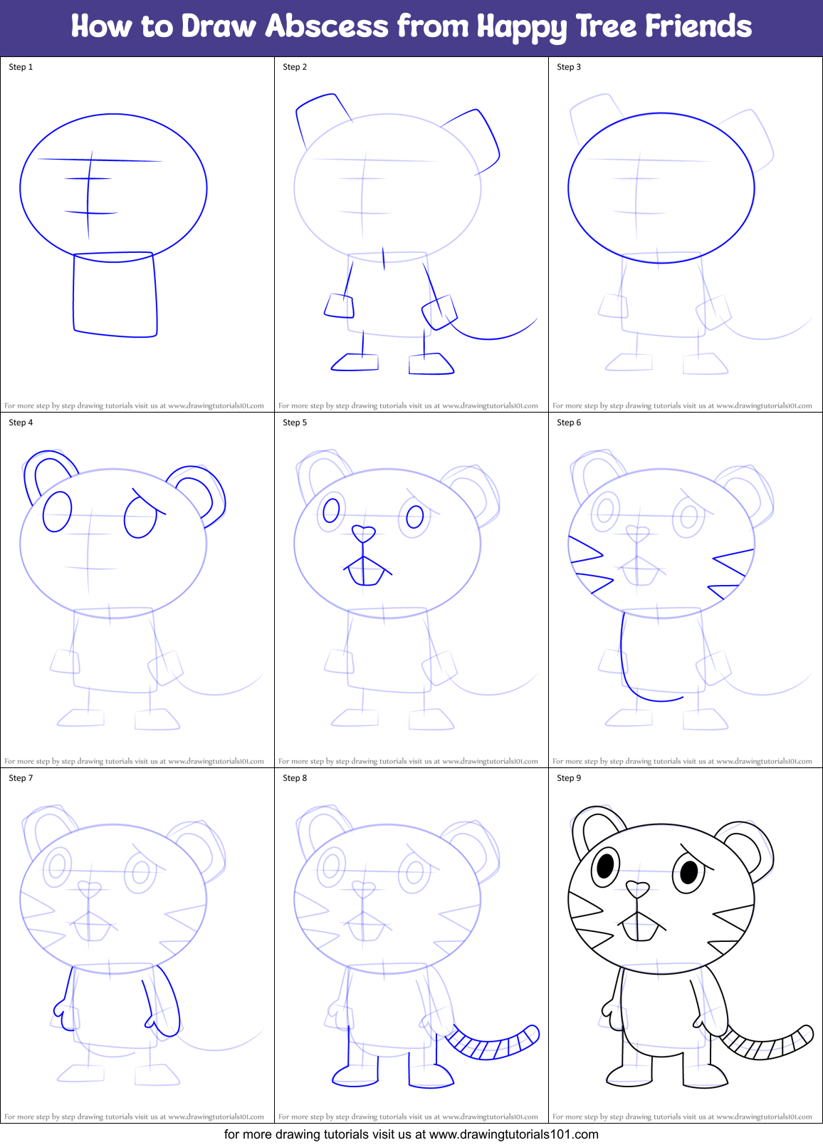 How to Draw Abscess from Happy Tree Friends Printable Step by Step