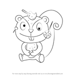 How to Draw Nutty from Happy Tree Friends