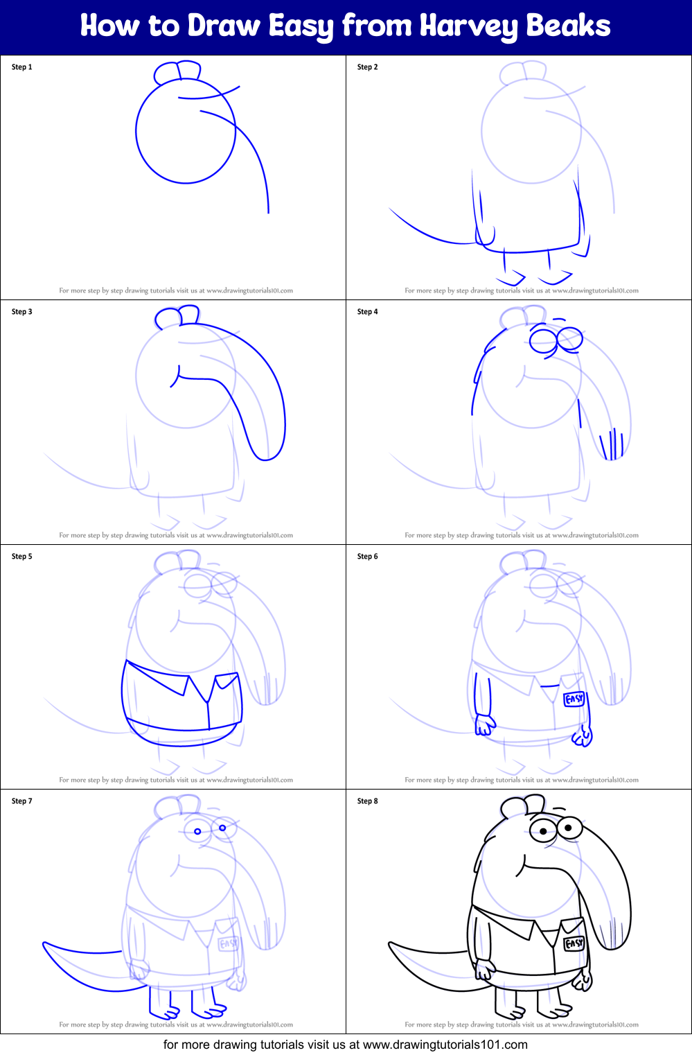 How to Draw Easy from Harvey Beaks Printable Step by Step