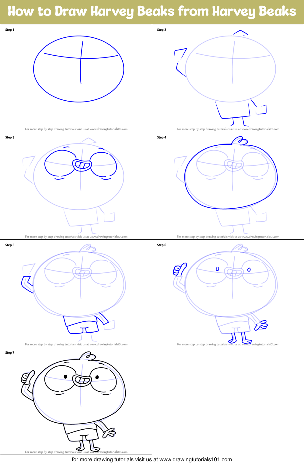 How to Draw Harvey Beaks from Harvey Beaks Printable Step by Step