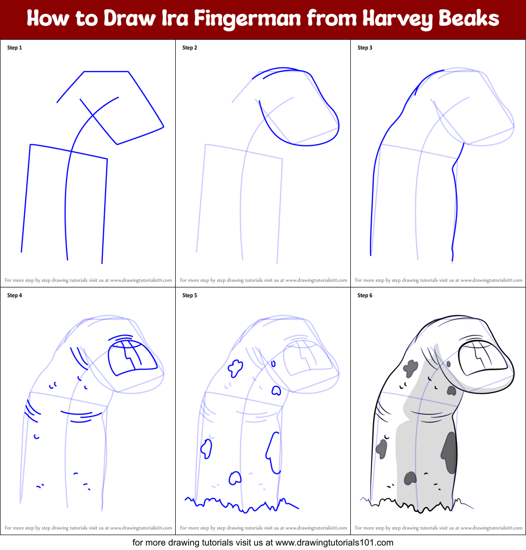 How to Draw Ira Fingerman from Harvey Beaks Printable Step by Step