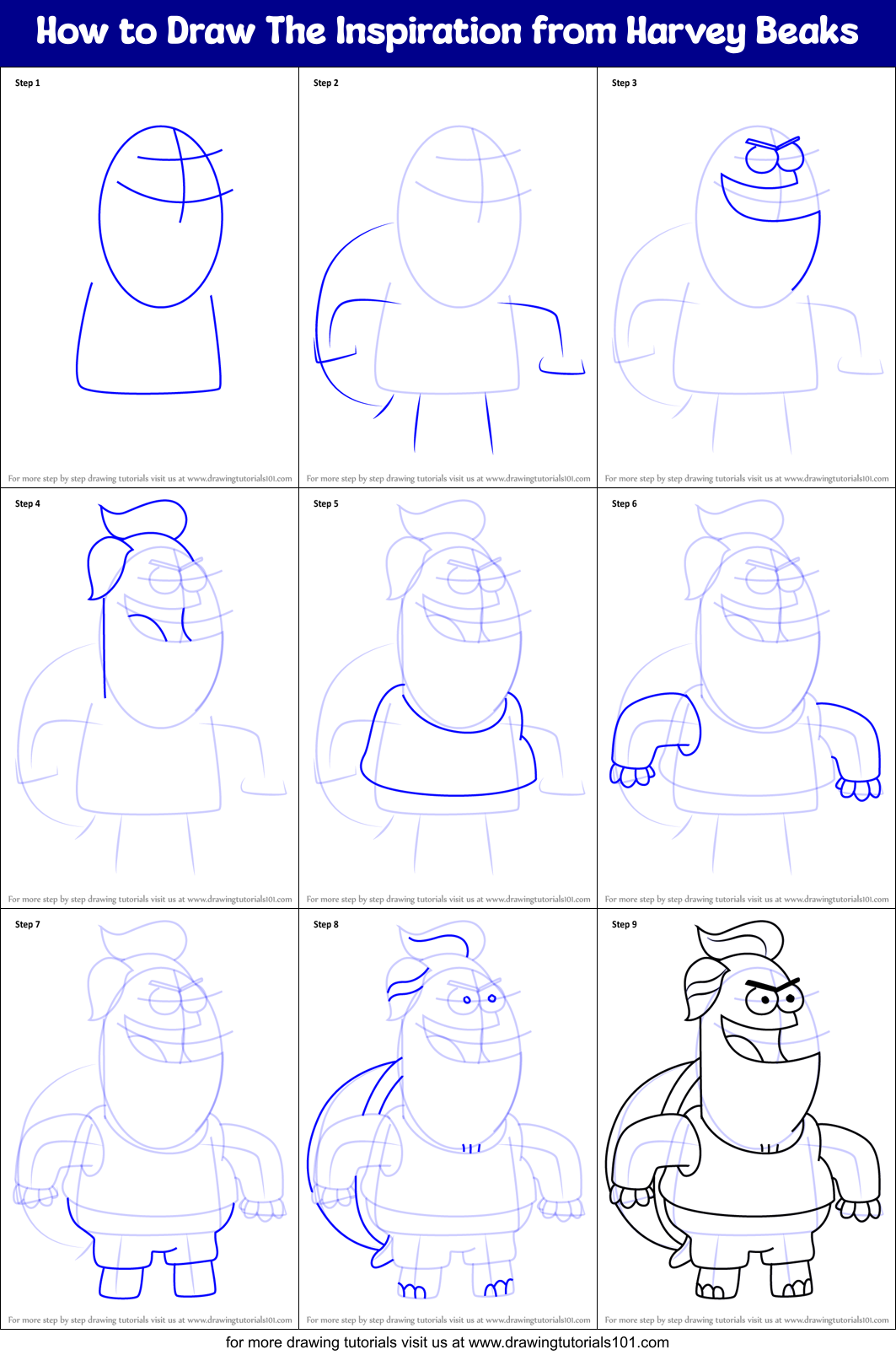 How to Draw The Inspiration from Harvey Beaks Printable Step by Step