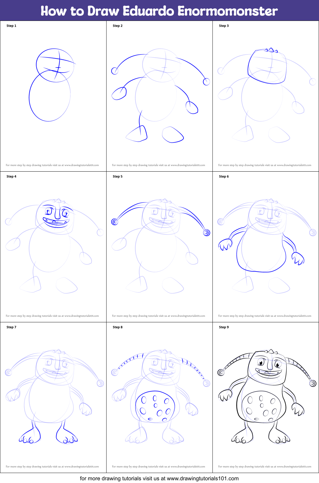 How to Draw Eduardo Enormomonster Printable Step by Step