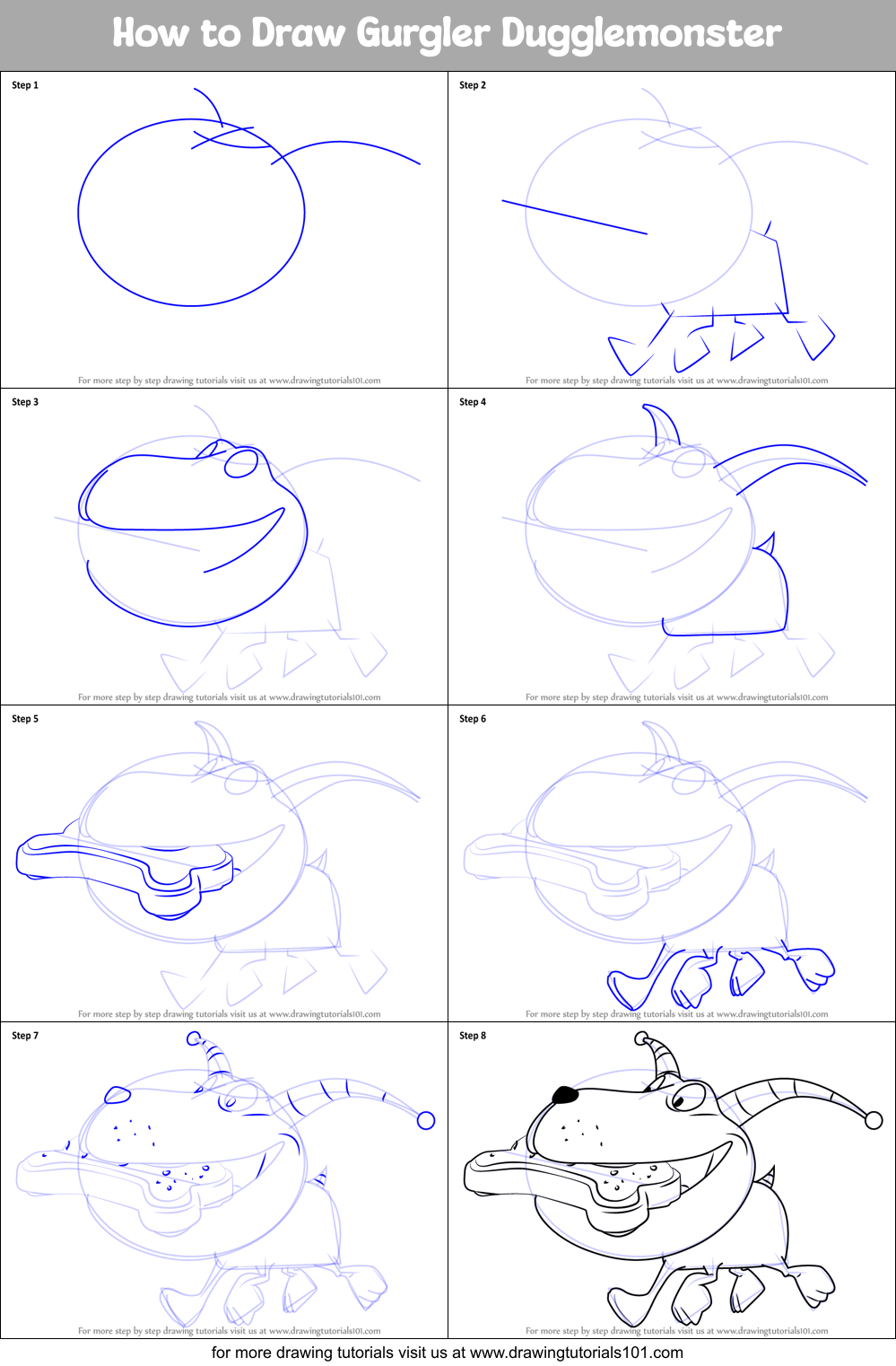 How to Draw Gurgler Dugglemonster Printable Step by Step
