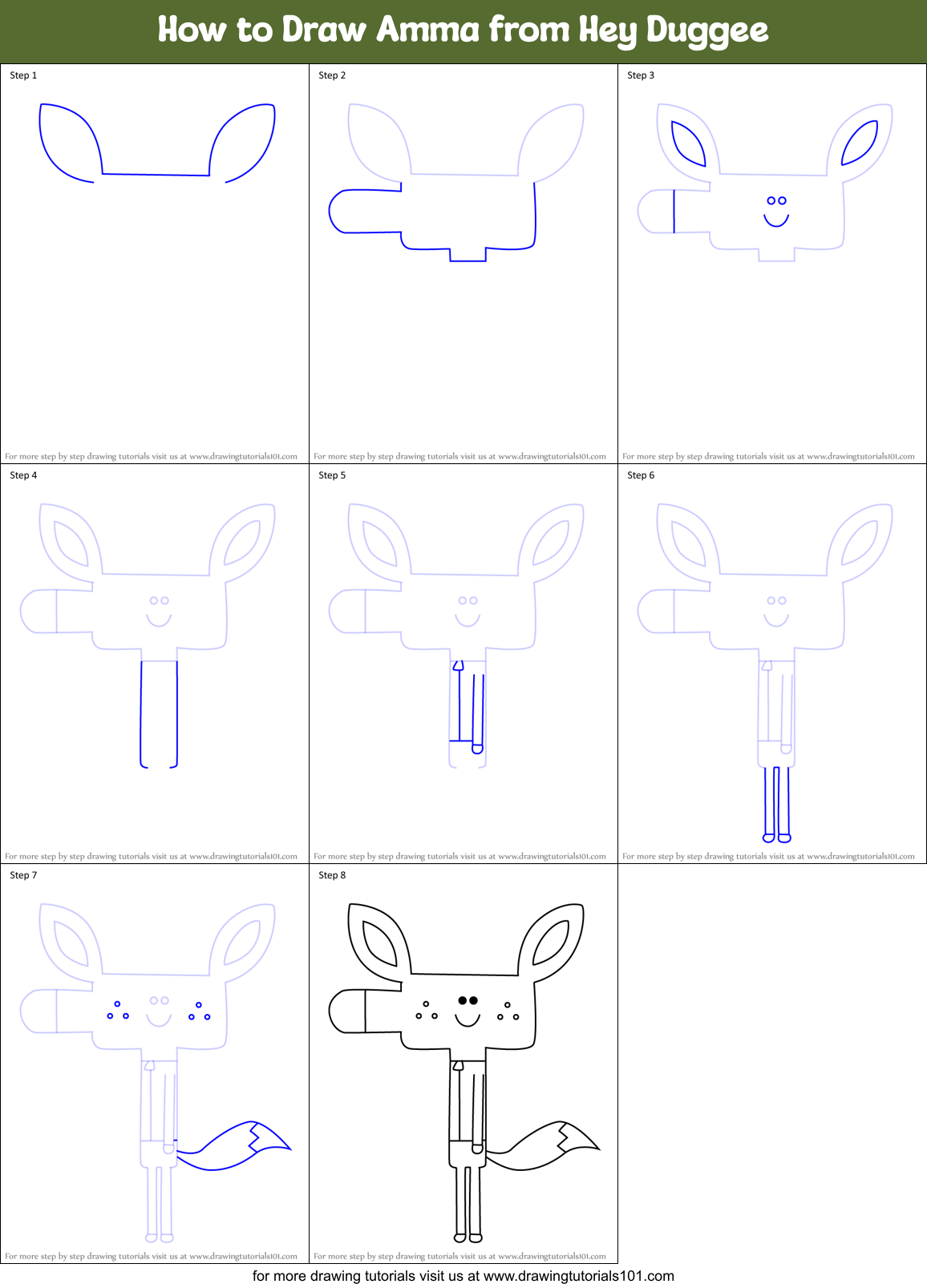 How to Draw Amma from Hey Duggee Printable Step by Step