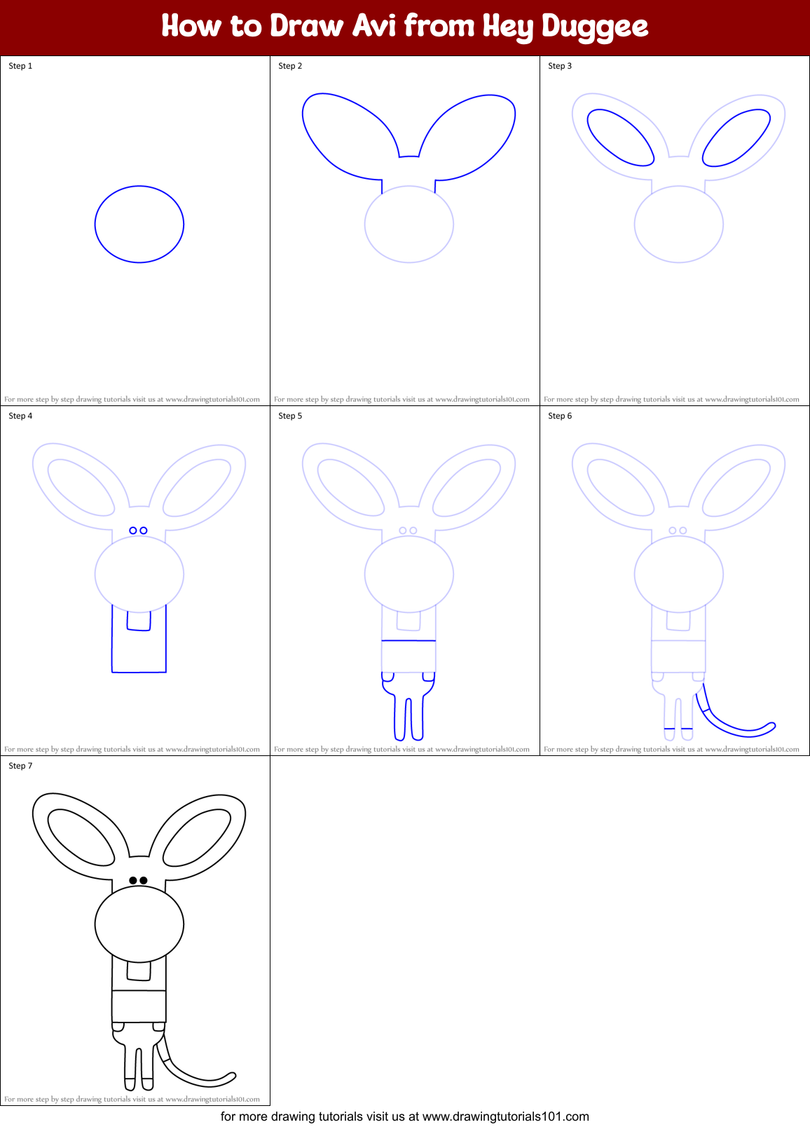 How to Draw Avi from Hey Duggee Printable Step by Step