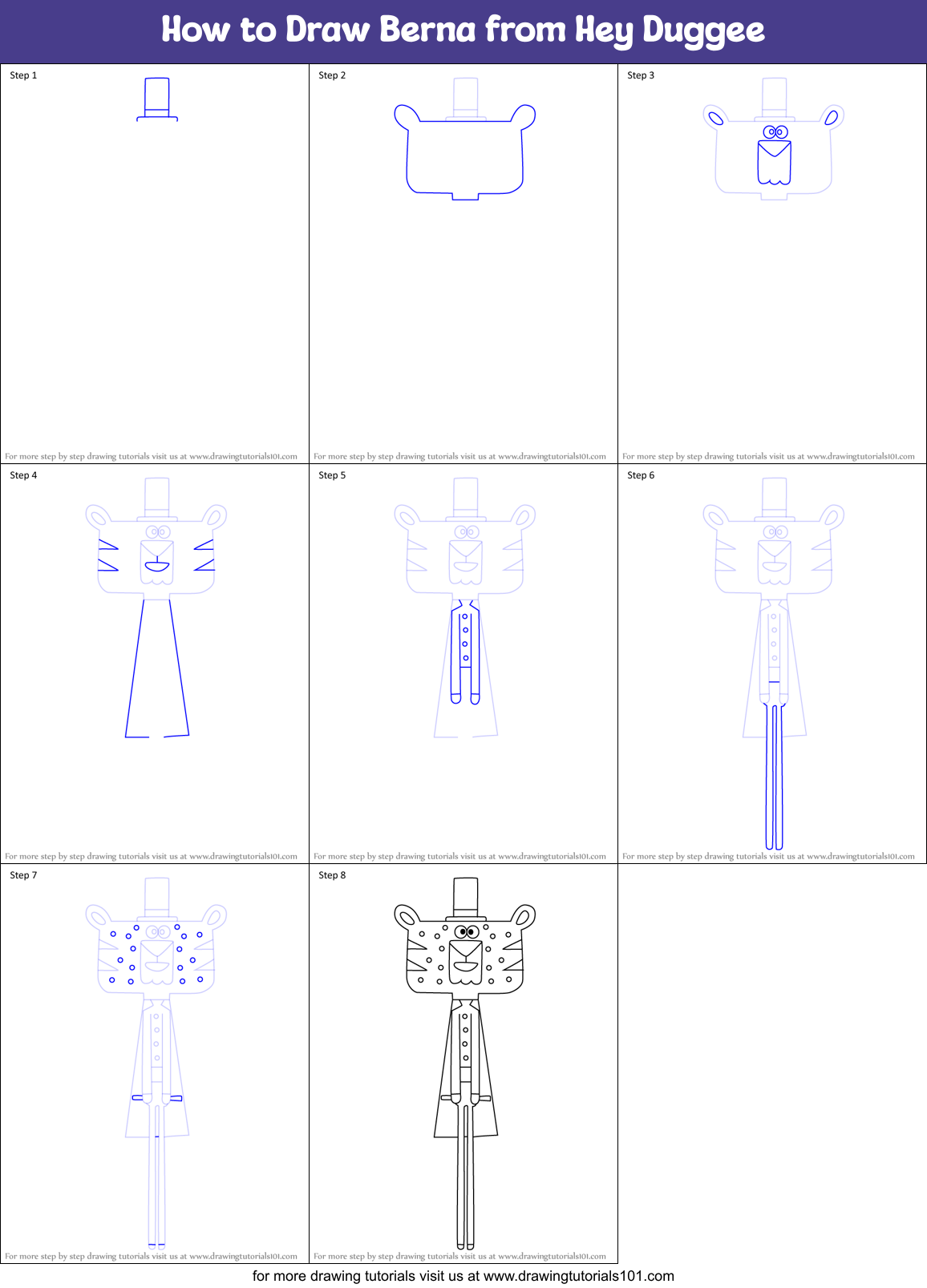 How to Draw Berna from Hey Duggee Printable Step by Step