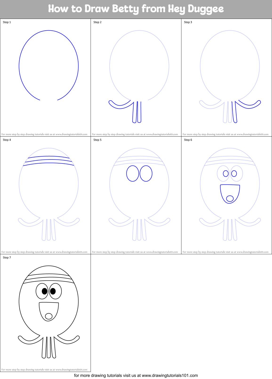 How to Draw Betty from Hey Duggee Printable Step by Step