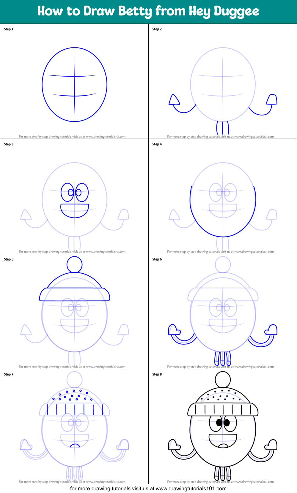 How to Draw Betty from Hey Duggee Printable Step by Step