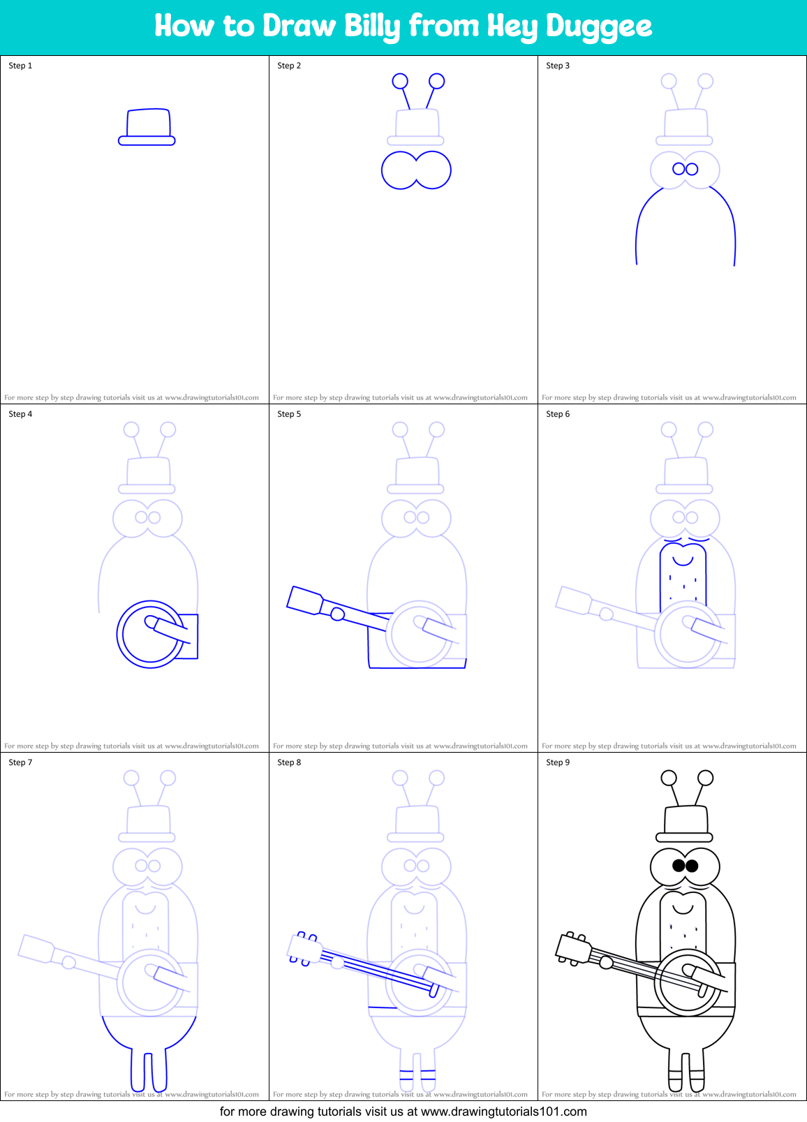 How to Draw Billy from Hey Duggee Printable Step by Step