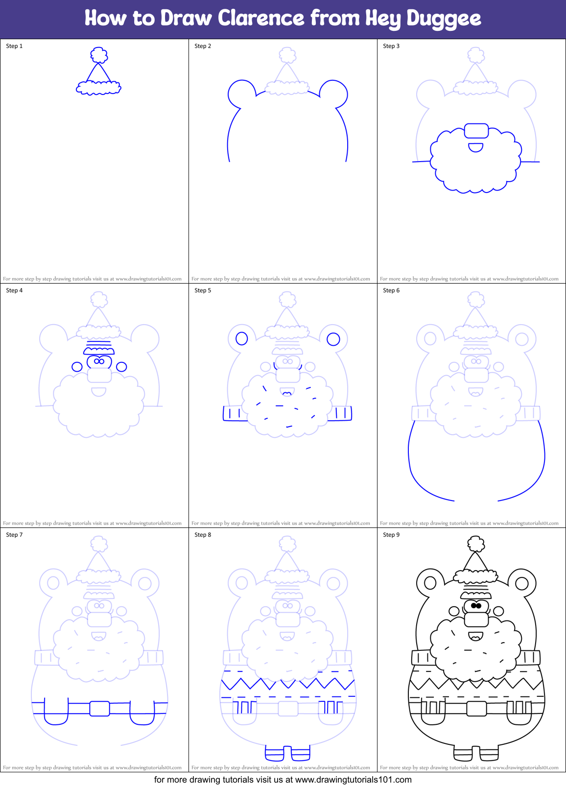 How to Draw Clarence from Hey Duggee Printable Step by Step