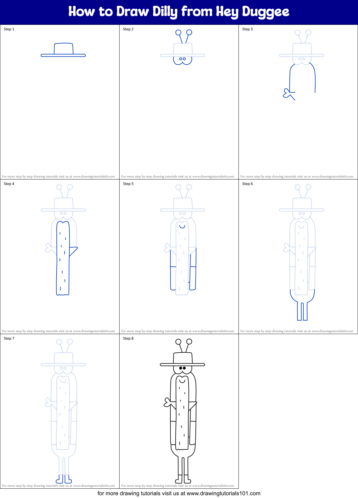 How to Draw Dilly from Hey Duggee Printable Step by Step