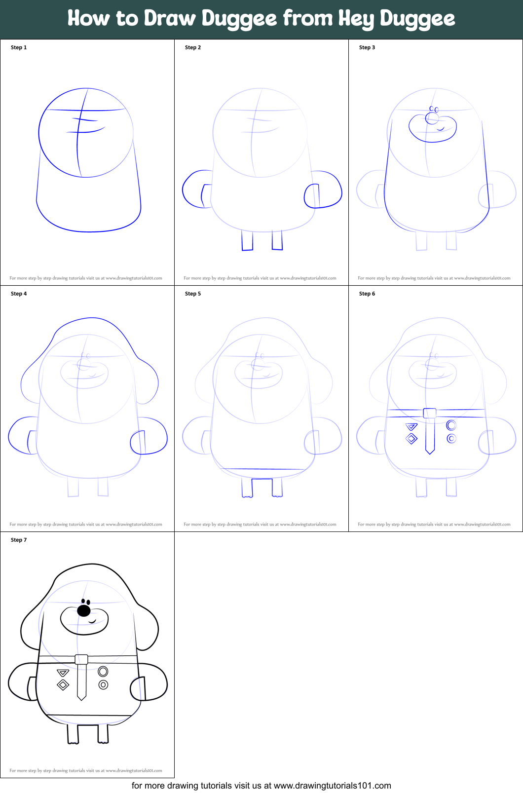 How to Draw Duggee from Hey Duggee Printable Step by Step