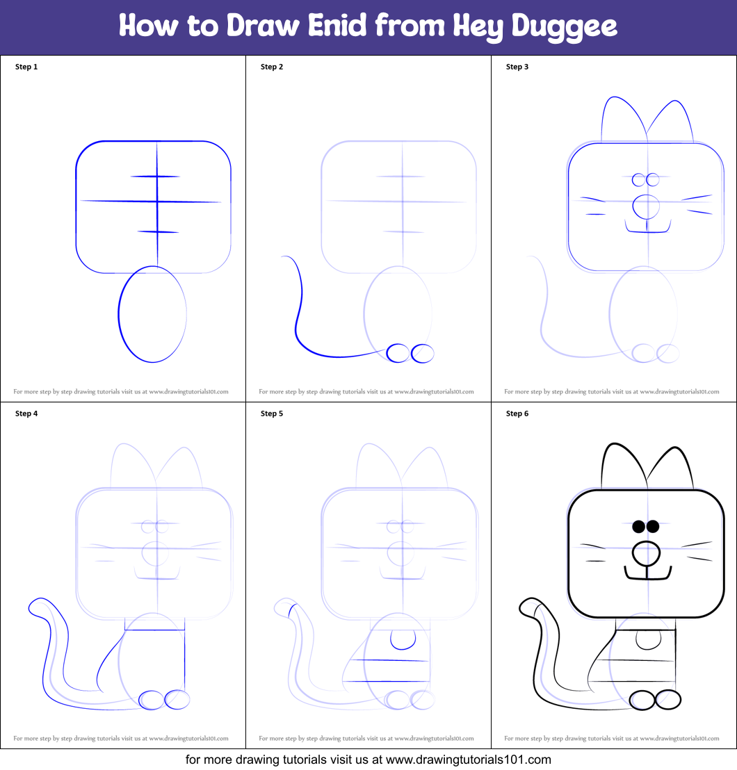 How to Draw Enid from Hey Duggee Printable Step by Step