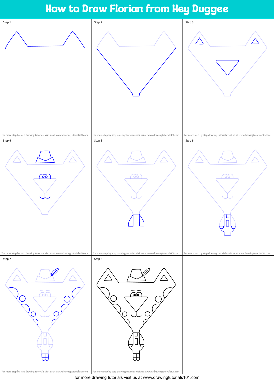 How to Draw Florian from Hey Duggee Printable Step by Step