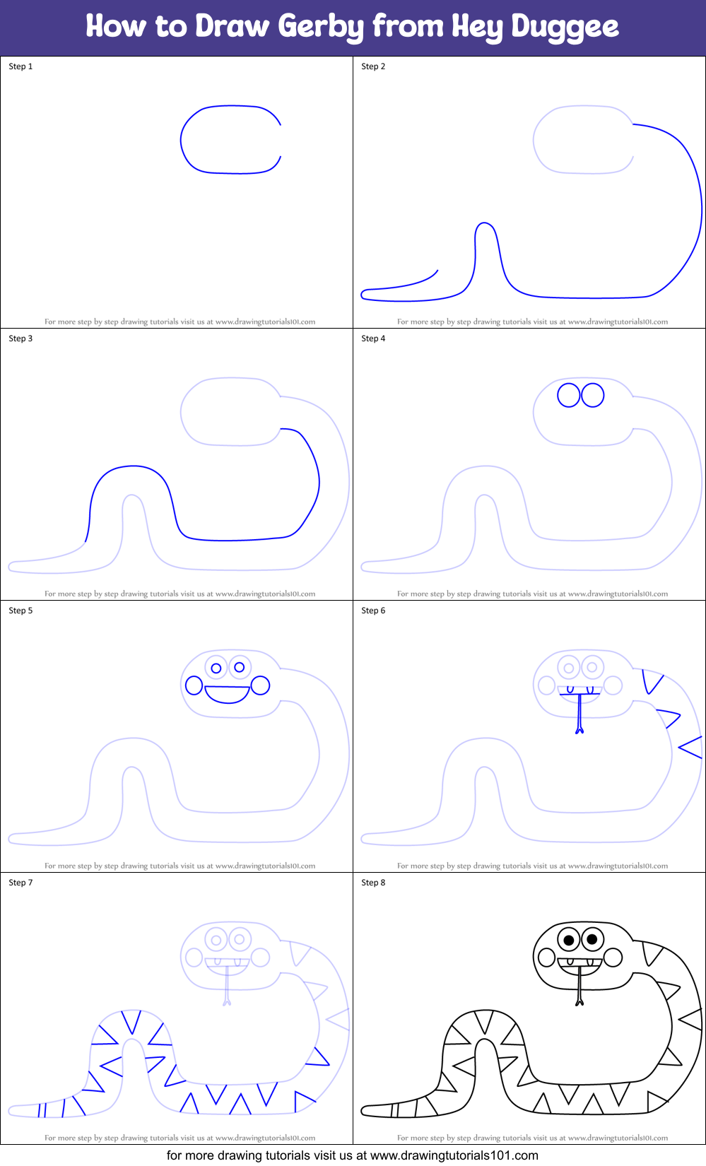 How to Draw Gerby from Hey Duggee Printable Step by Step