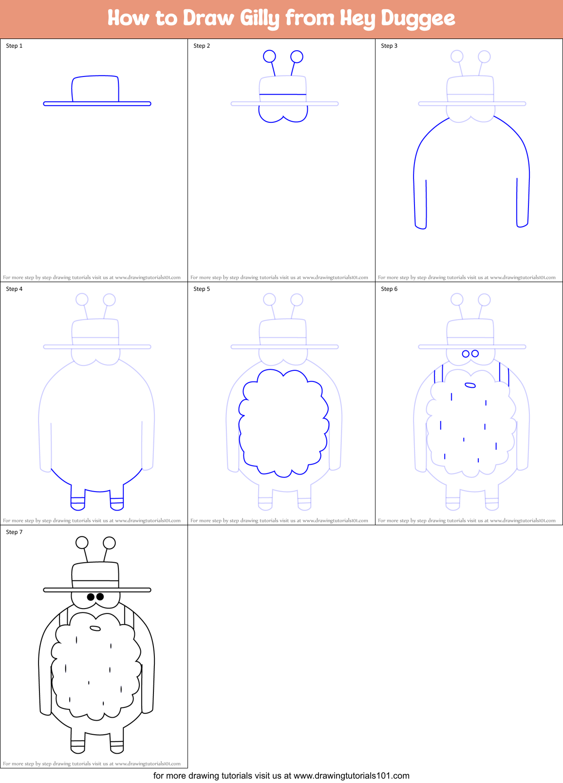 How to Draw Gilly from Hey Duggee Printable Step by Step