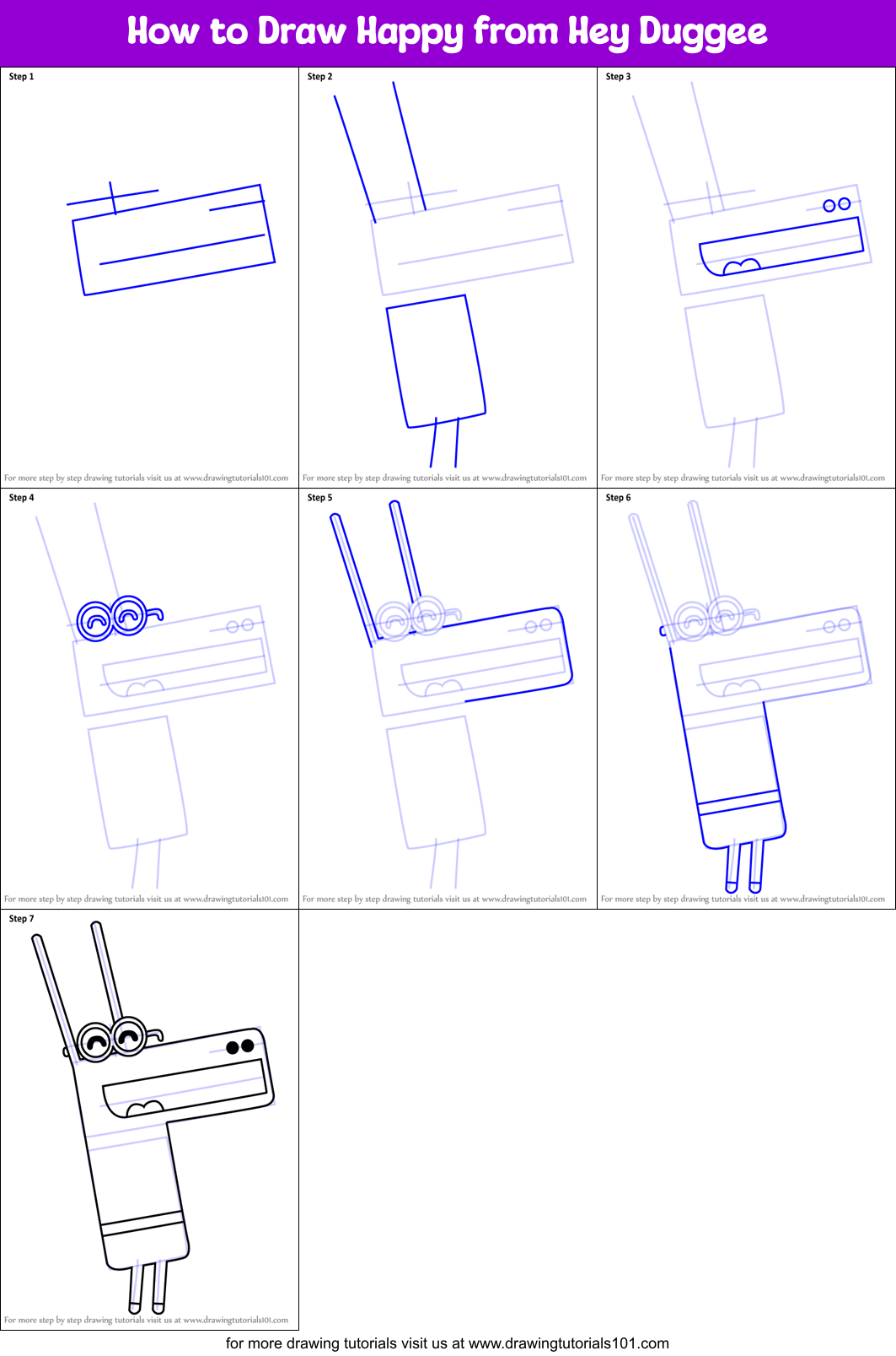 How to Draw Happy from Hey Duggee Printable Step by Step