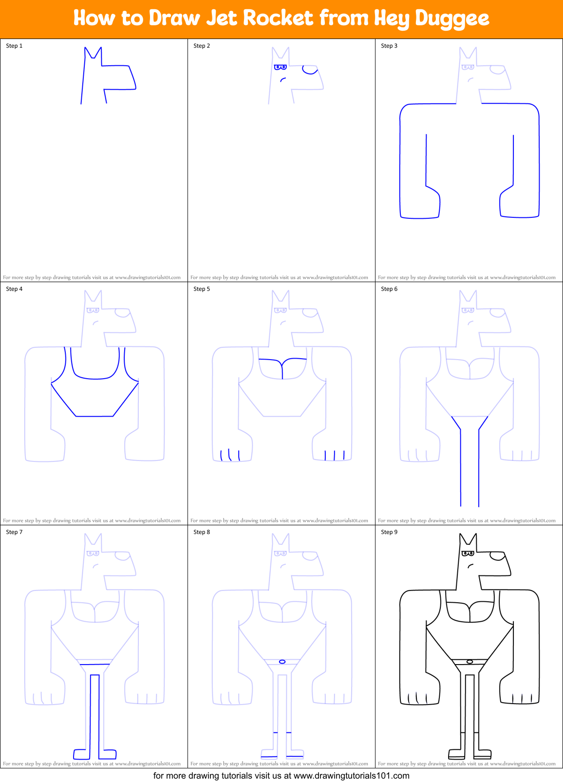 How to Draw Jet Rocket from Hey Duggee Printable Step by Step