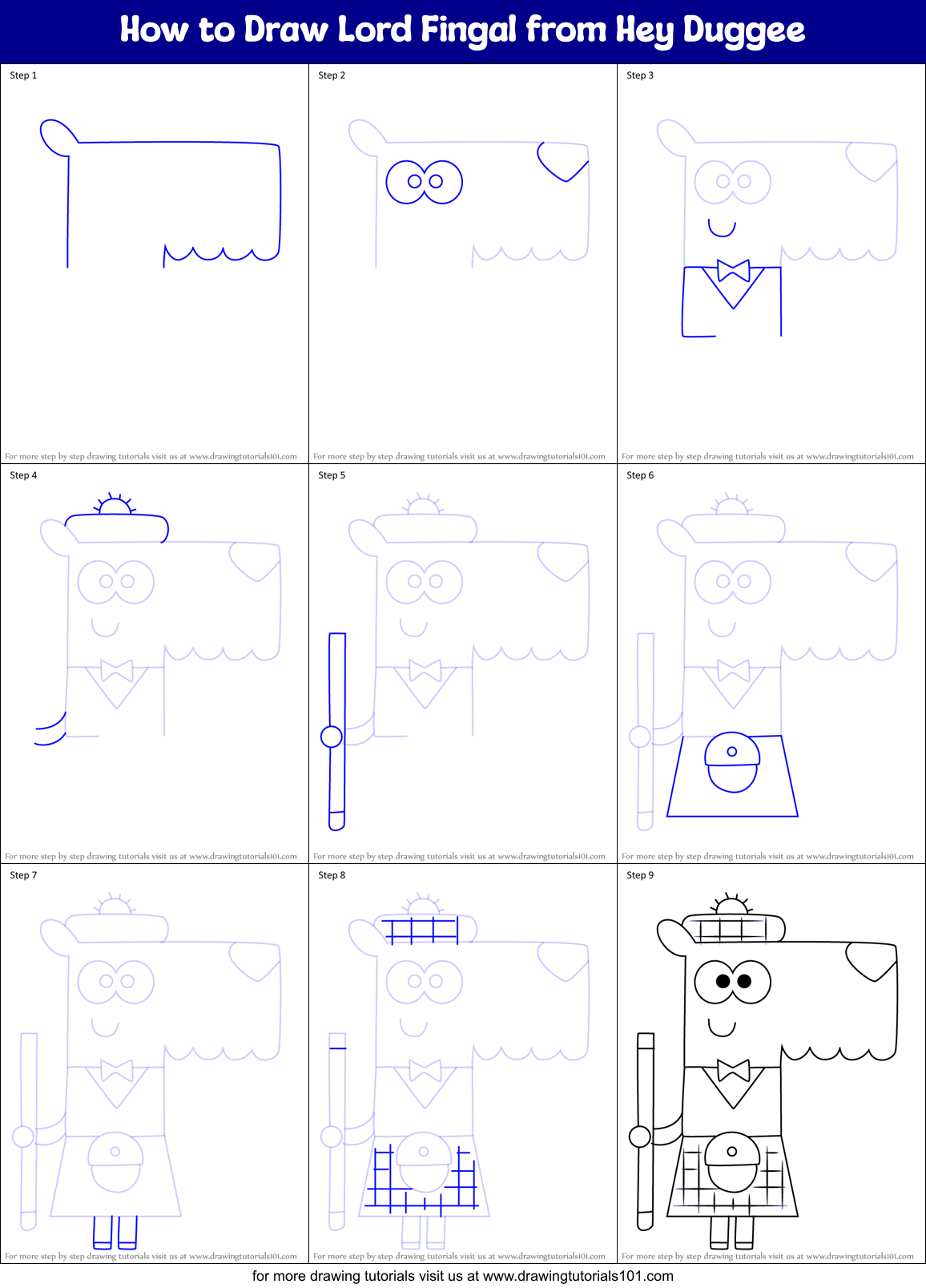 How to Draw Lord Fingal from Hey Duggee Printable Step by Step