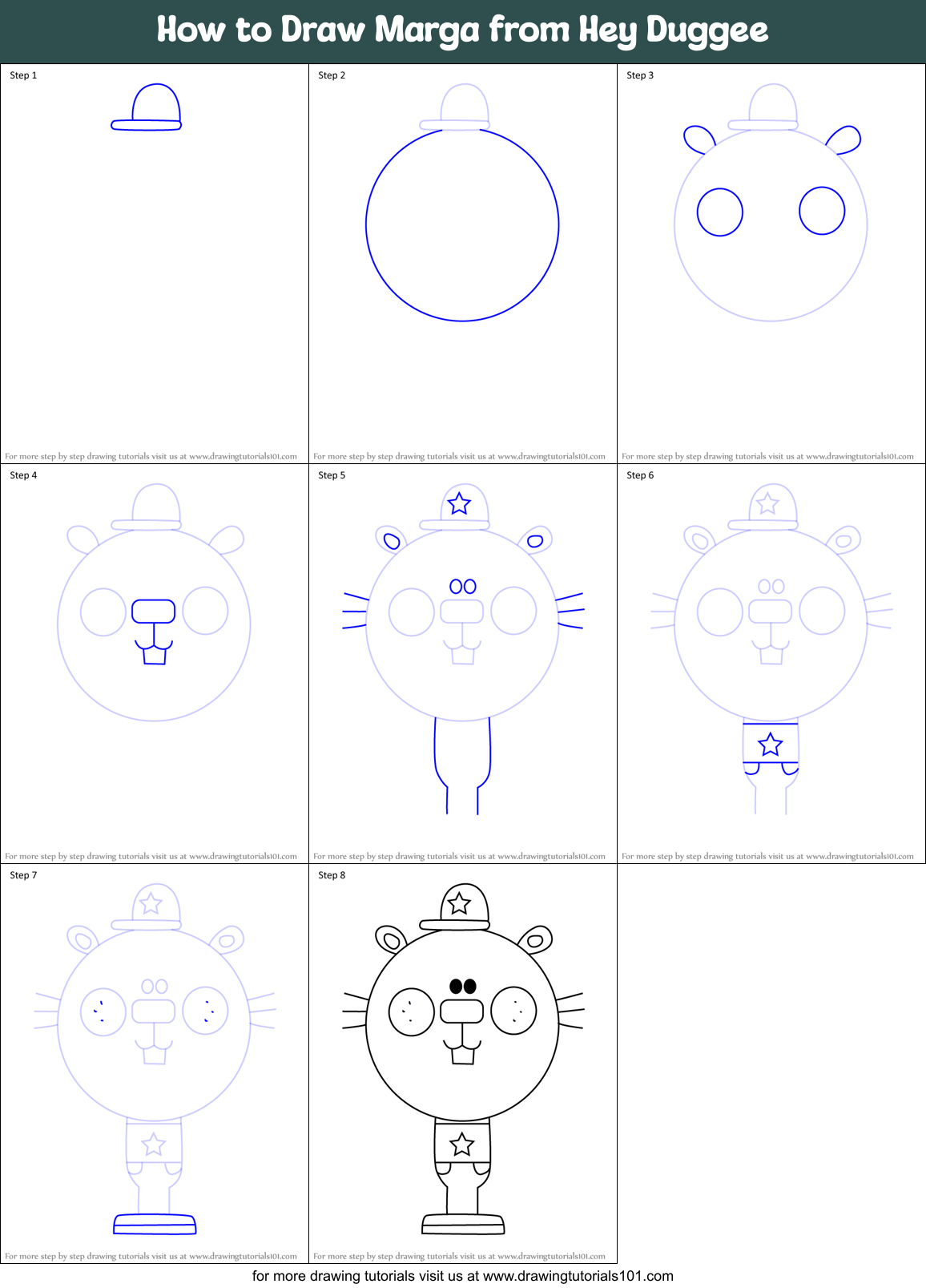 How to Draw Marga from Hey Duggee Printable Step by Step