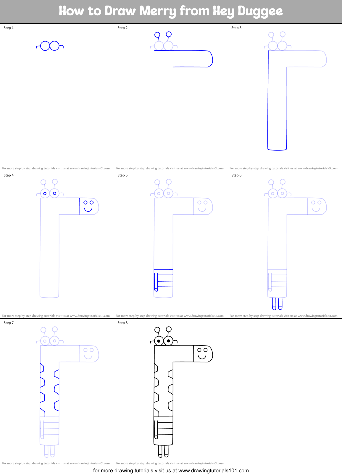 How to Draw Merry from Hey Duggee Printable Step by Step