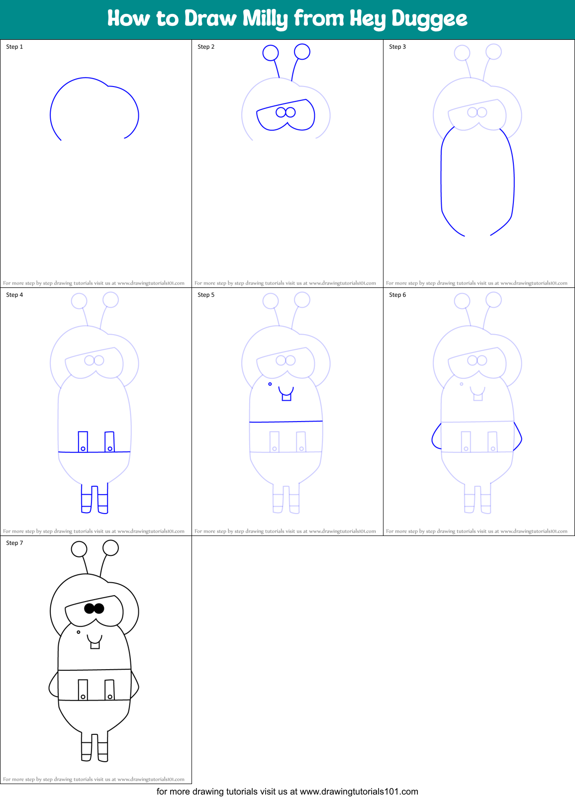 How to Draw Milly from Hey Duggee Printable Step by Step