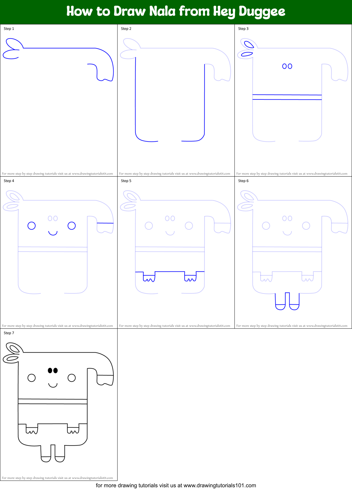How to Draw Nala from Hey Duggee Printable Step by Step