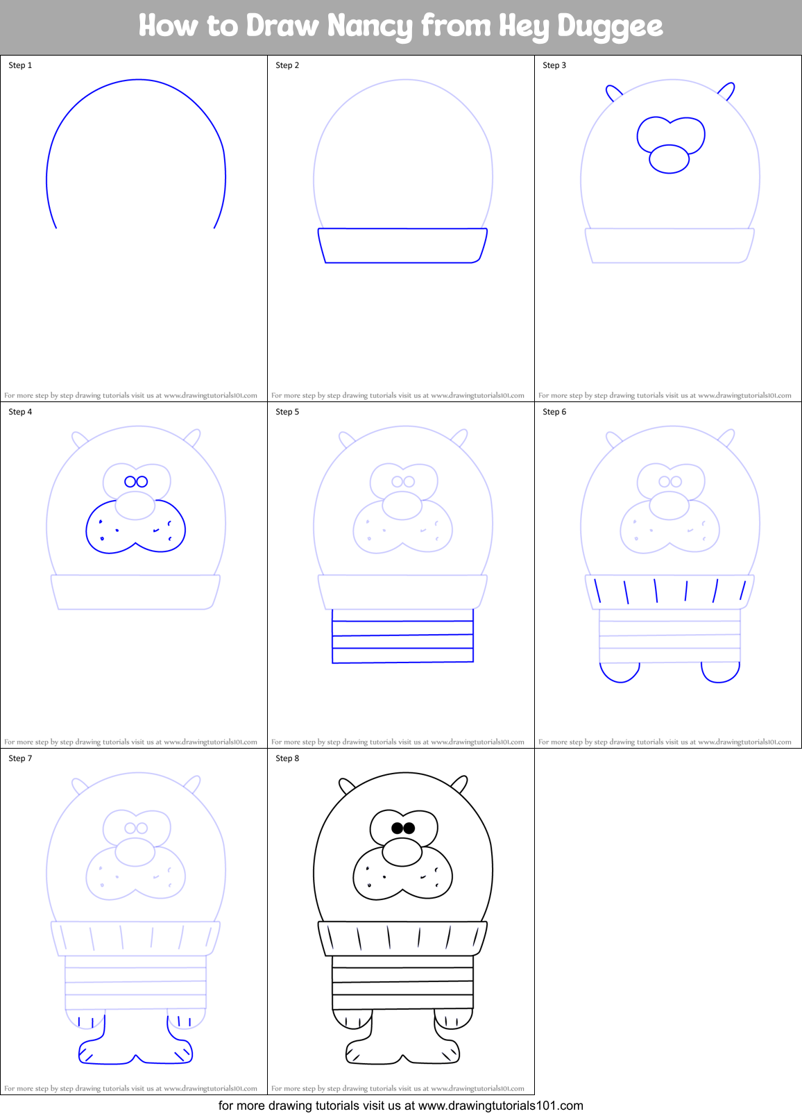 How to Draw Nancy from Hey Duggee Printable Step by Step