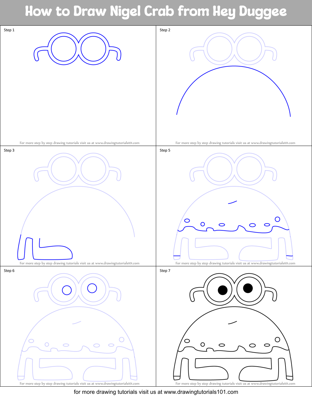 How to Draw Nigel Crab from Hey Duggee Printable Step by Step