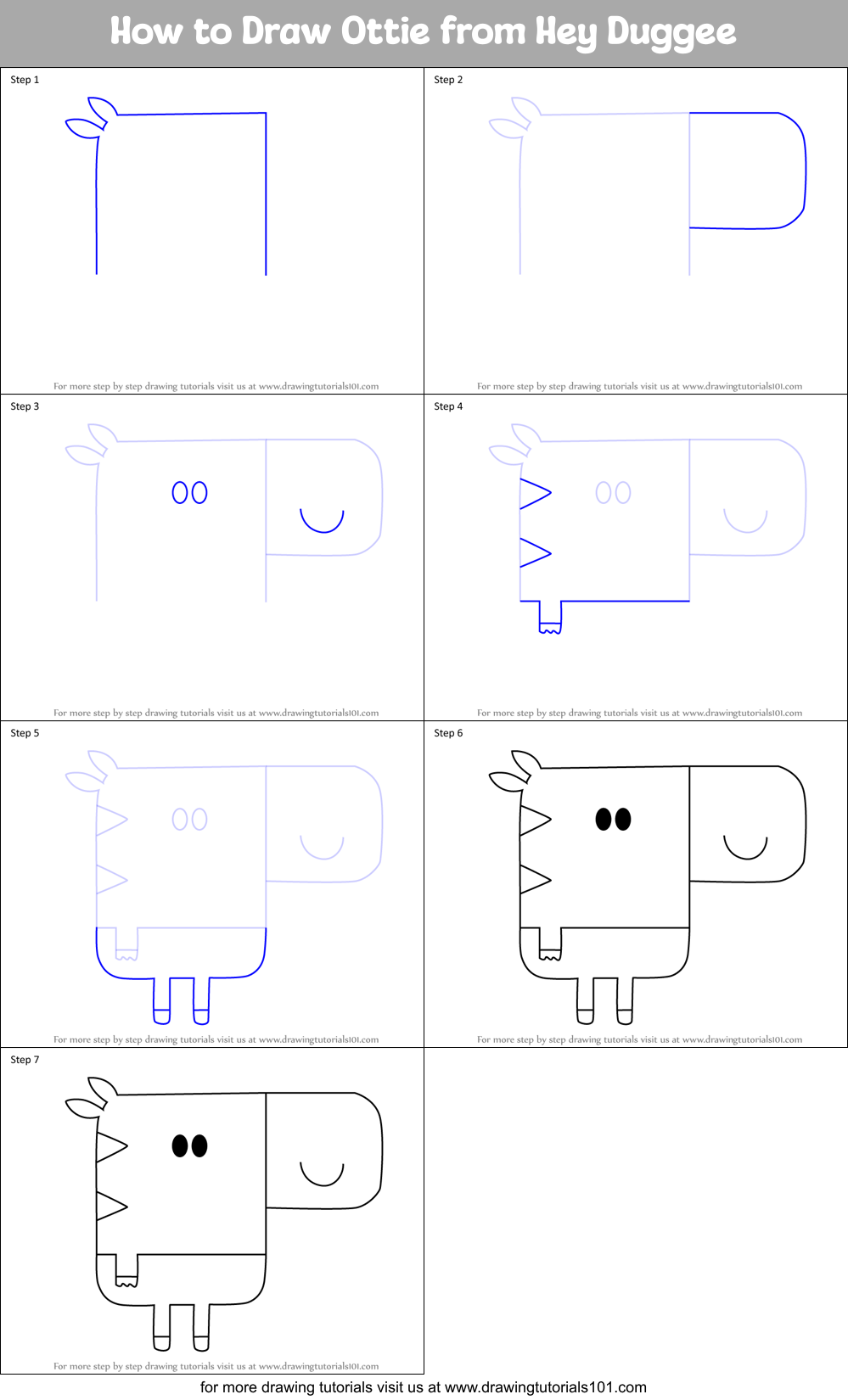 How to Draw Ottie from Hey Duggee Printable Step by Step
