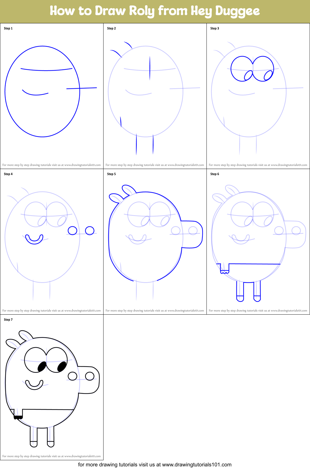 How to Draw Roly from Hey Duggee Printable Step by Step