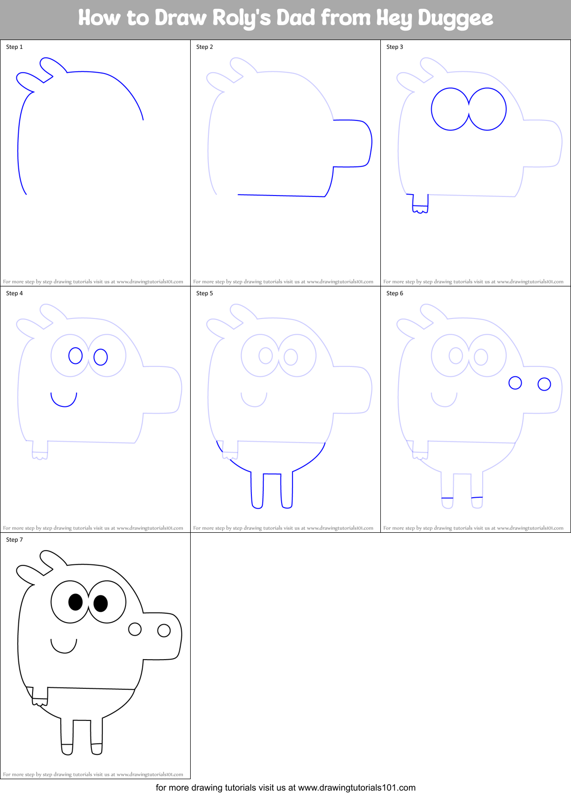 How to Draw Roly's Dad from Hey Duggee Printable Step by Step