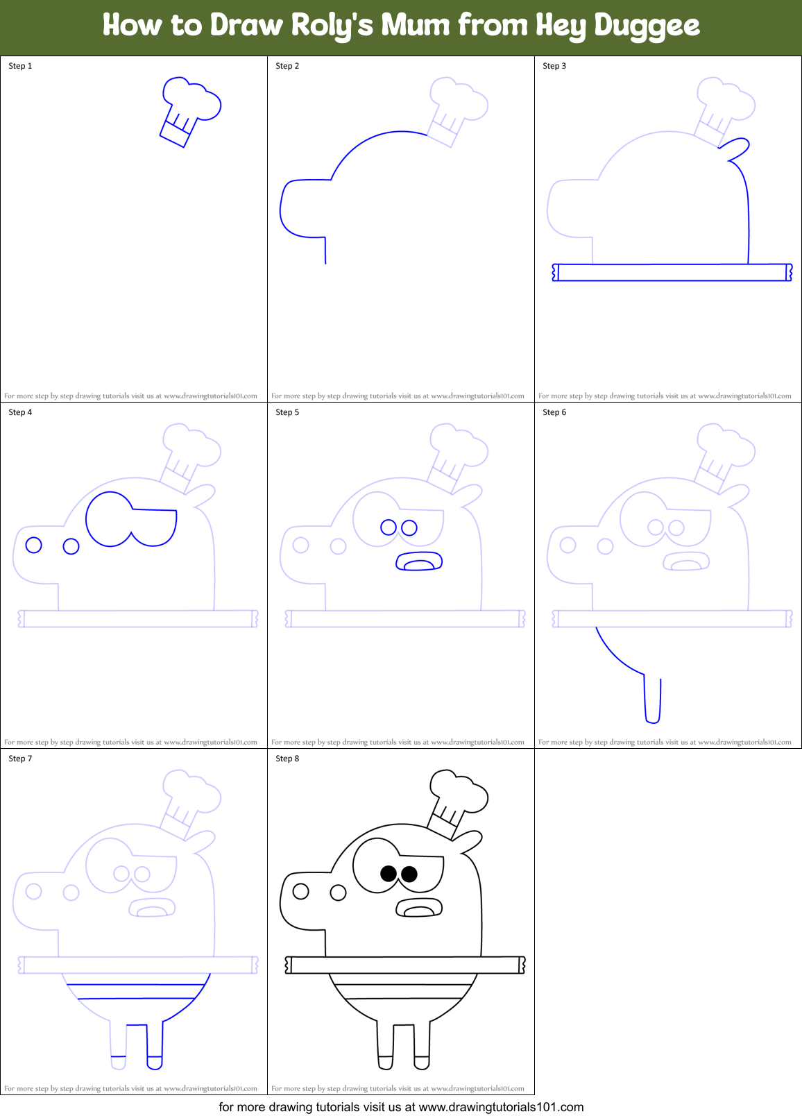How to Draw Roly's Mum from Hey Duggee Printable Step by Step