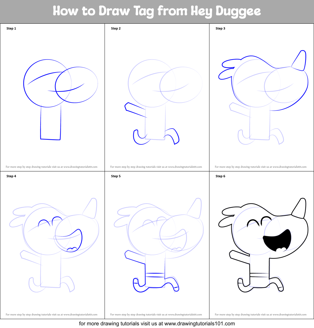 How to Draw Tag from Hey Duggee Printable Step by Step