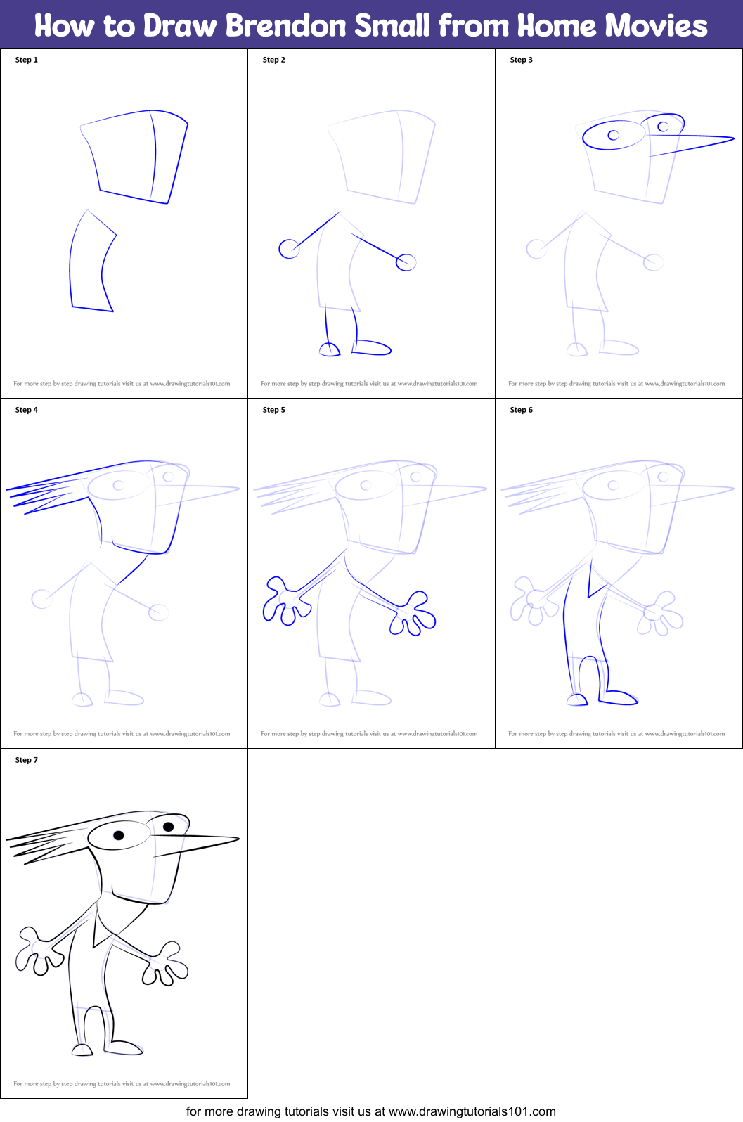 How to Draw Brendon Small from Home Movies Printable Step by Step