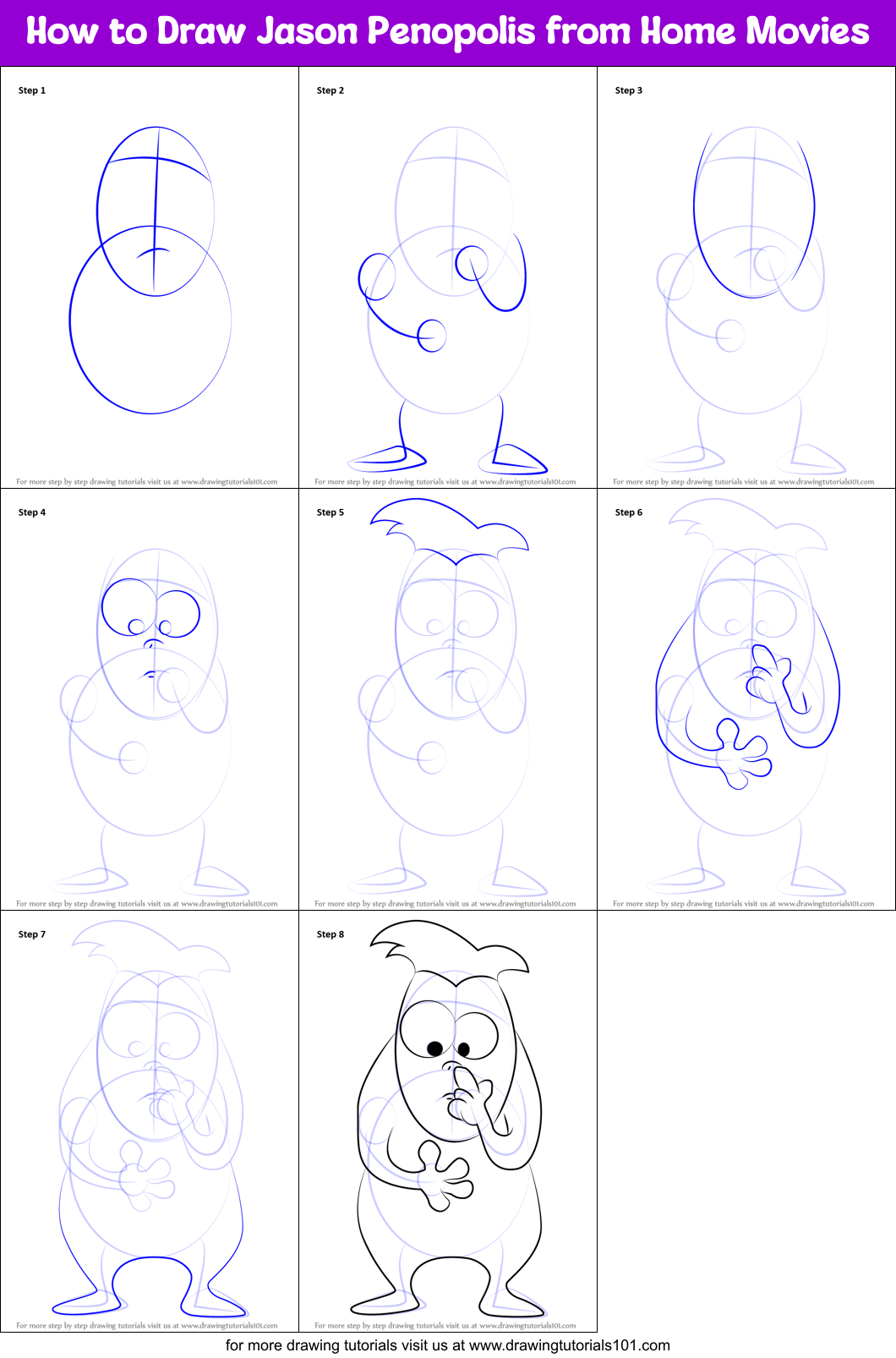 How to Draw Jason Penopolis from Home Movies Printable Step by Step