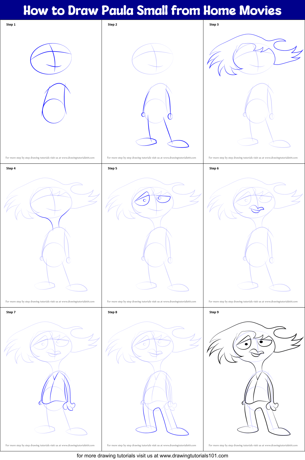 How to Draw Paula Small from Home Movies Printable Step by Step
