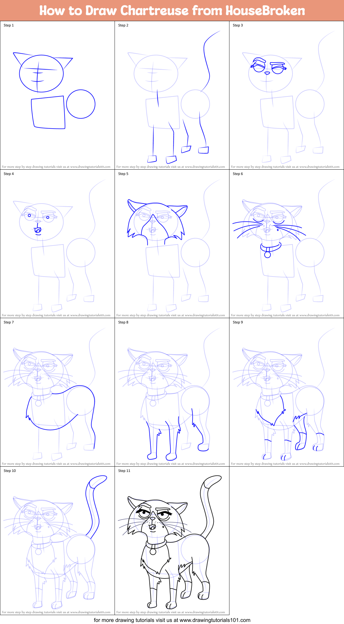 How to Draw Chartreuse from HouseBroken Printable Step by Step