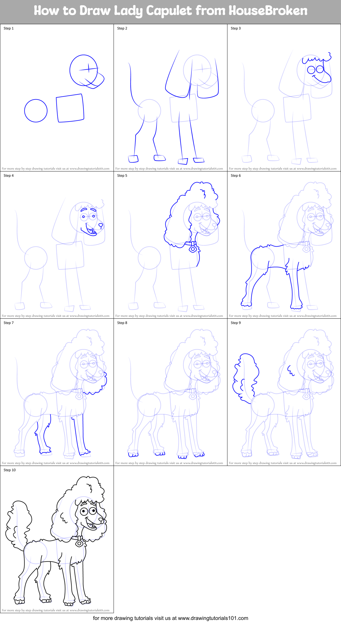 How to Draw Lady Capulet from HouseBroken Printable Step by Step