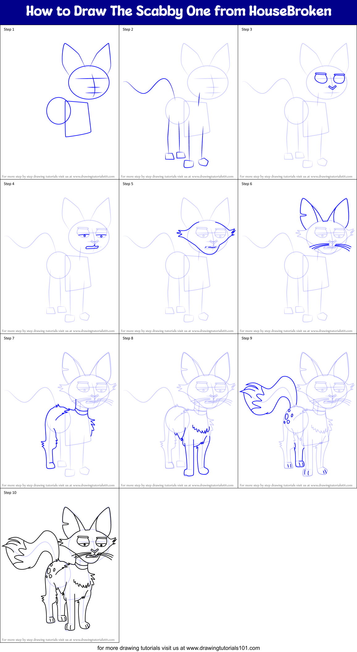 How to Draw The Scabby One from HouseBroken Printable Step by Step