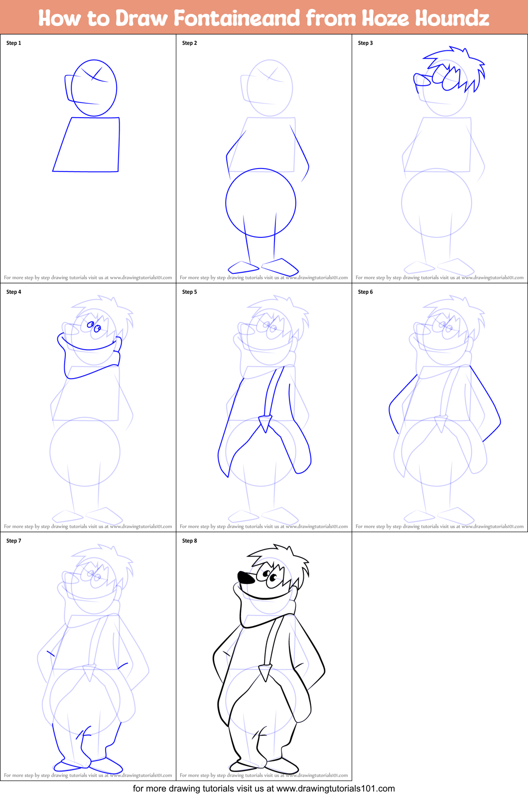 How to Draw Fontaineand from Hoze Houndz Printable Step by Step