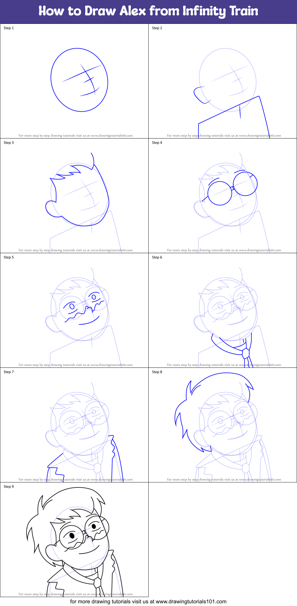 How to Draw Alex from Infinity Train Printable Step by Step